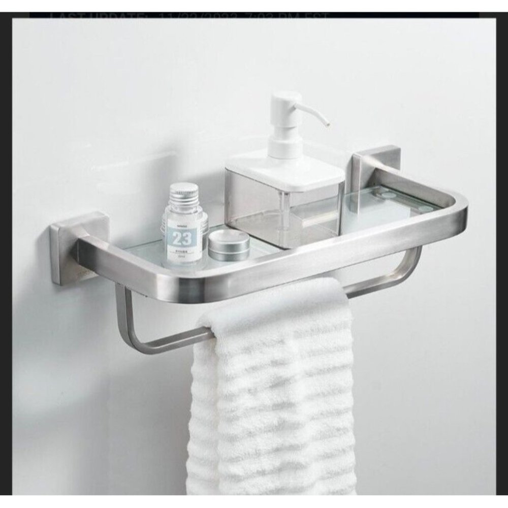 Bathroom Glass Shelf Towel Rack Shelf Glass Organizer Wall-Mounted